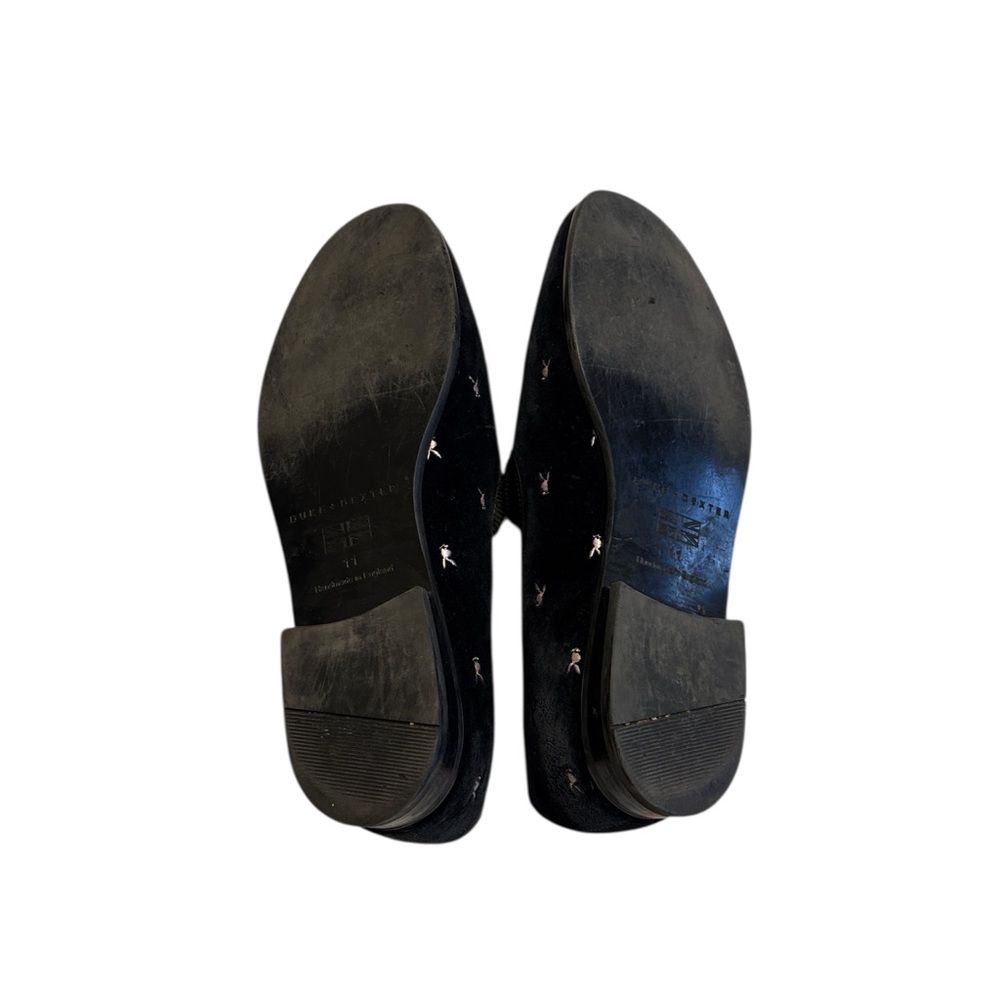 PLAYBOY Duke + Dexter Velvet Mini Rabbit Head Loafers Size 11 Black - Picture 7 of 12